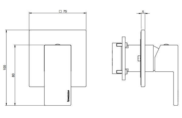 Treemme Q30 Miscelatore remoto lavabo doccia senza parte incasso cromo RWIT4BC8CC01