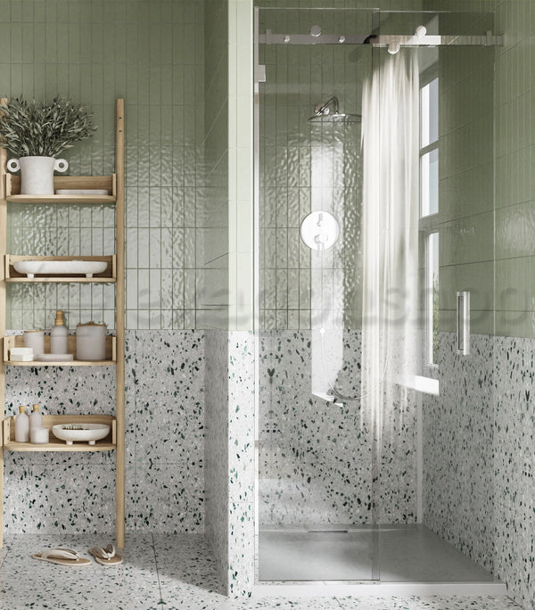 Box doccia 100 cm a nicchia Sofia un anta scorrevole 8 mm H 195 reversibile cromo