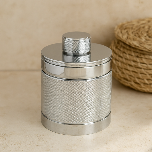 Contenitore da appoggio corpo zigrinato cromo Officina 01 Bertocci