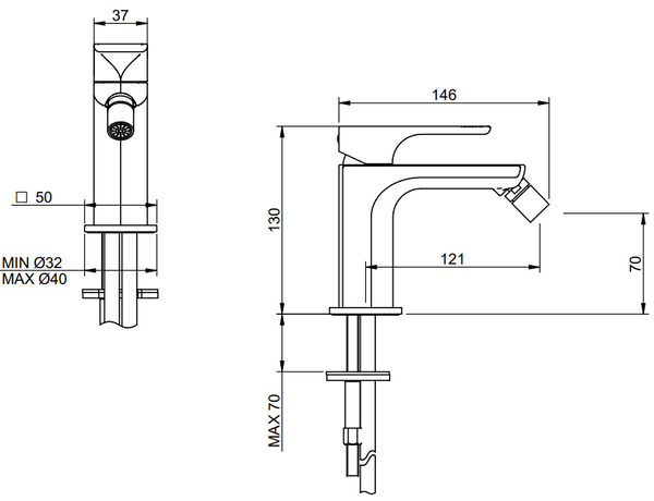 Treemme Hask IT6A22CCHAZZ miscelatore monocomando bidet cromo