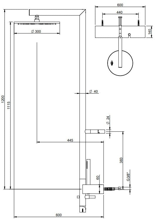 Treemme Blok IT5960CCBFZZ gruppo doccia con doccetta e soffione anticalcare cromo