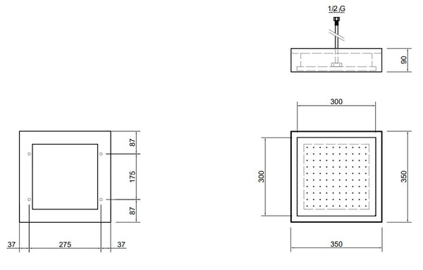 Antonio Lupi Soffione 35x35 A Soffitto Bianco E Acciaio