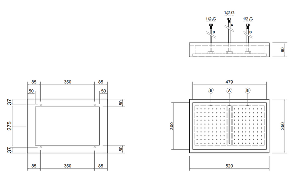 Antonio Lupi Design Soffione 52x35 a Soffitto Con Cascata Bianco E Acciaio