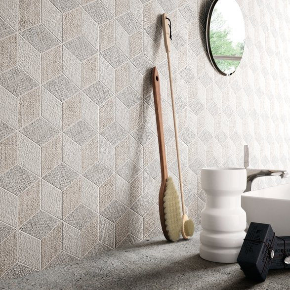 Rivestimento 20x46 decoro Effetto Tessuto in Gres Porcellanato Mix Dark Ceramica Sant Agostino Fineart Hexagon CSAEXFMD01