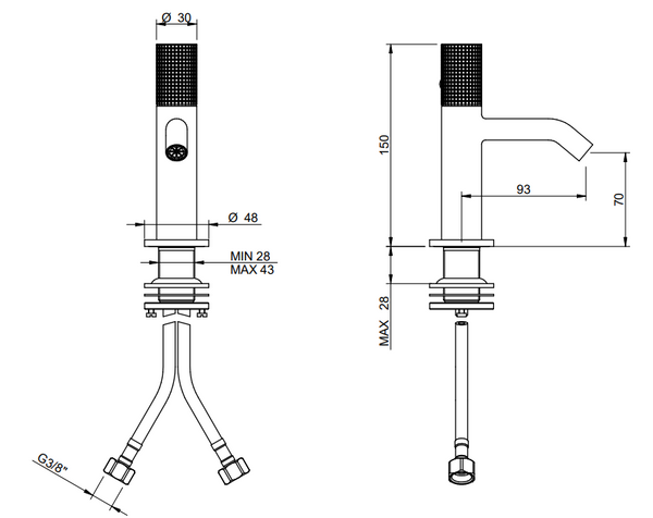 Treemme T30 miscelatore monocomando bidet in ottone cromo