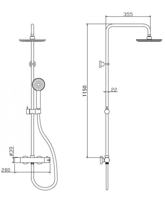 New Line Colonna Doccia 115 Cm Con Miscelatore Cromo, componenti inclusi smontati: corpo incasso, placca e rosone...