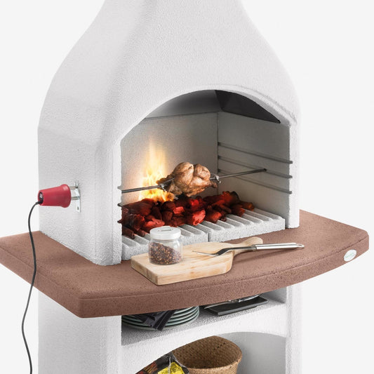 Palazzetti Easy Girarrosto 76 cm per barbecue con due Acciaio, vista laterale che mostra profilo e dimensioni