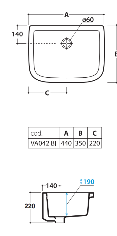 Globo Iris pilozzo lavatoio 44x35 in ceramica Bianco Lucido