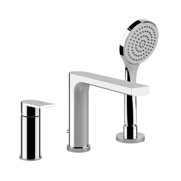 Gruppo bordo vasca 3 fori con bocca di erogazione deviatore bocca e doccetta monogetto cromo via manzoni 38634 Gessi