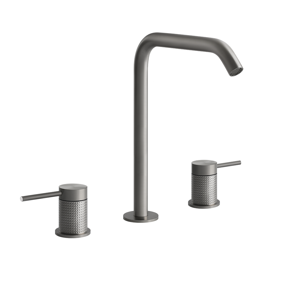 Gessi Cesello Gruppo lavabo 3 fori con bocca senza scarico steel brushed 54411