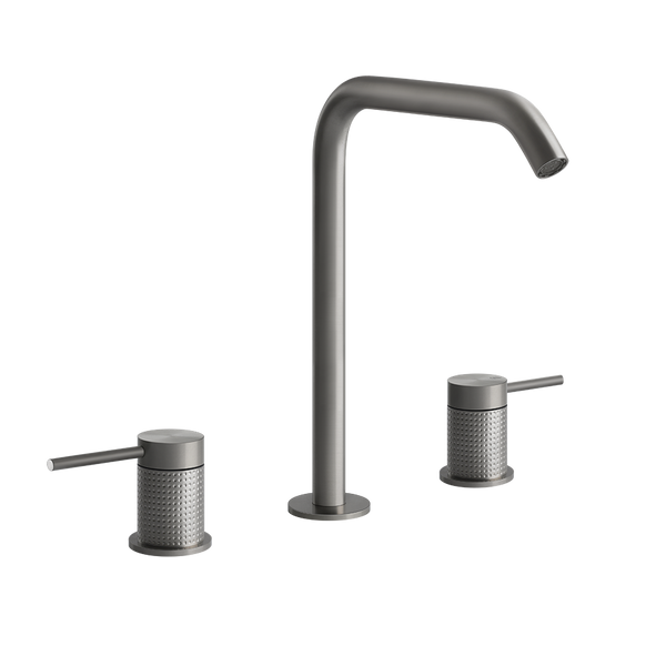 Gessi Cesello Gruppo lavabo 3 fori con bocca senza scarico steel brushed 54411