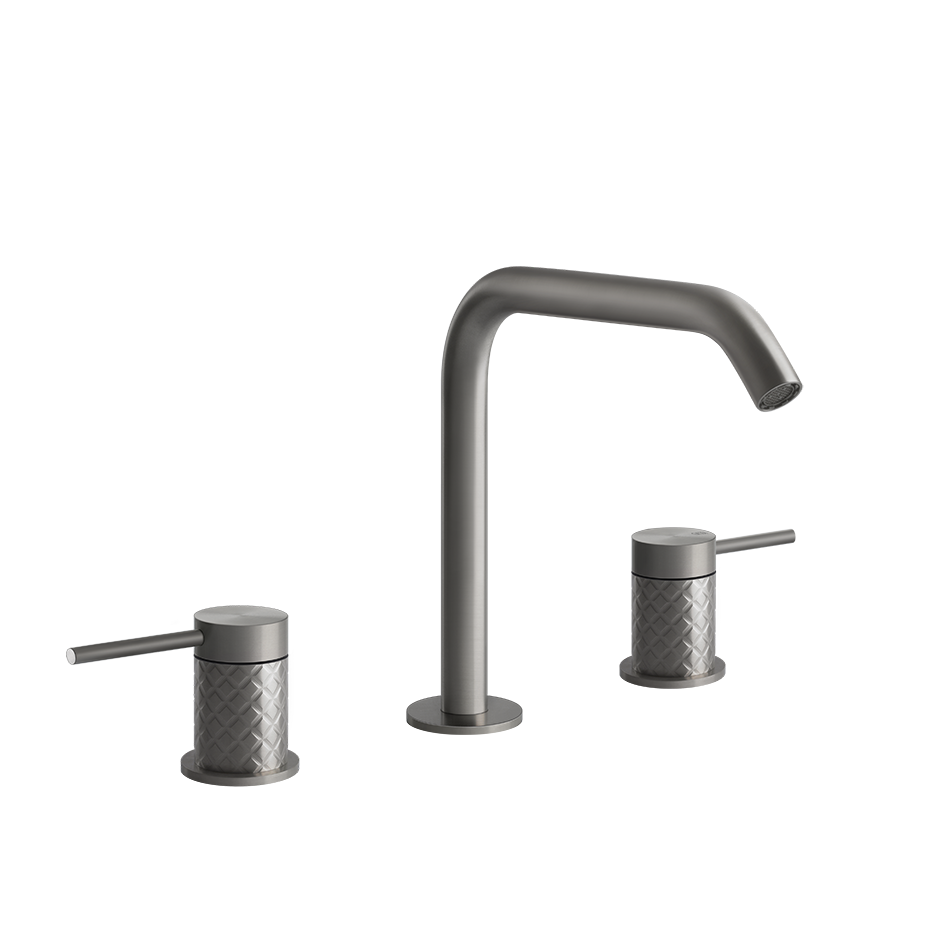 Gessi Intreccio Gruppo lavabo 3 fori con bocca senza scarico steel brushed 54112