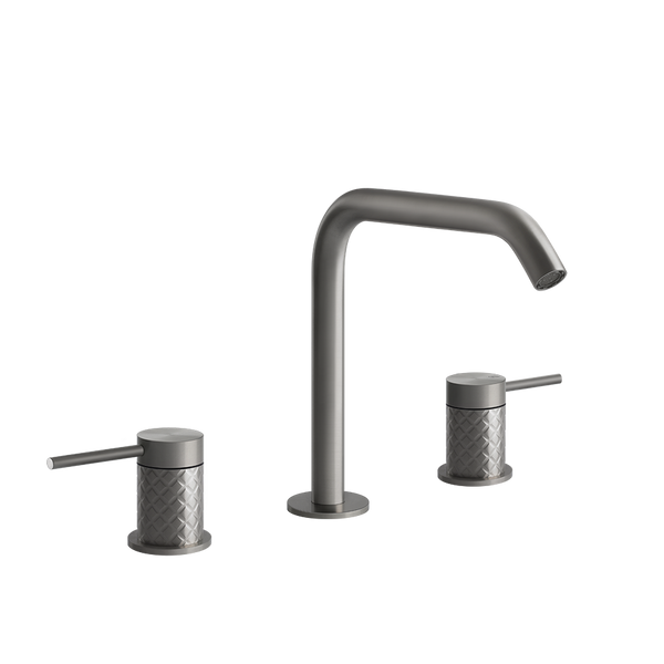 Gessi Intreccio Gruppo lavabo 3 fori con bocca senza scarico steel brushed 54112