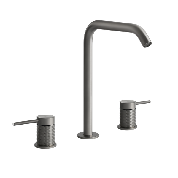 Gessi Meccanica Gruppo lavabo 3 fori con bocca senza scarico steel brushed