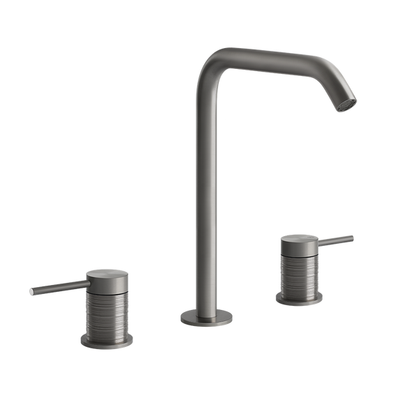 Gessi trame Gruppo lavabo 3 fori con bocca alta senza scarico steel brushed 54311