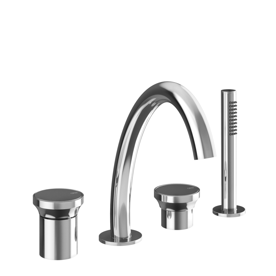 Gruppo vasca 4 fori con deviatore bocca e flessibile da 150 cm e doccetta anticalcare cromo Origini 66037 Gessi