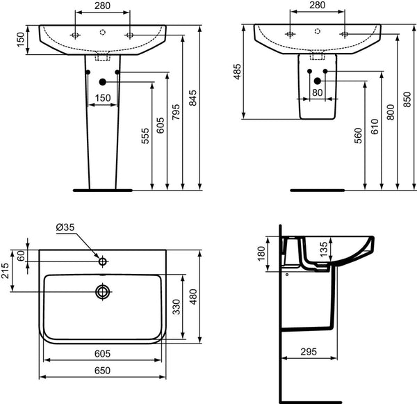Ideal standard i.life b t460601 lavabo 65 cm in ceramica bianco lucido
