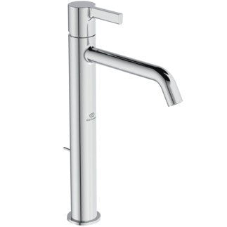Ideal standard joy coppia miscelatori bidet e lavabo alto Cromo Lucido ambientato su piano bagno con accessori