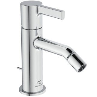 Ideal standard joy coppia miscelatori bidet e lavabo alto Cromo Lucido ambientato su piano bagno con accessori