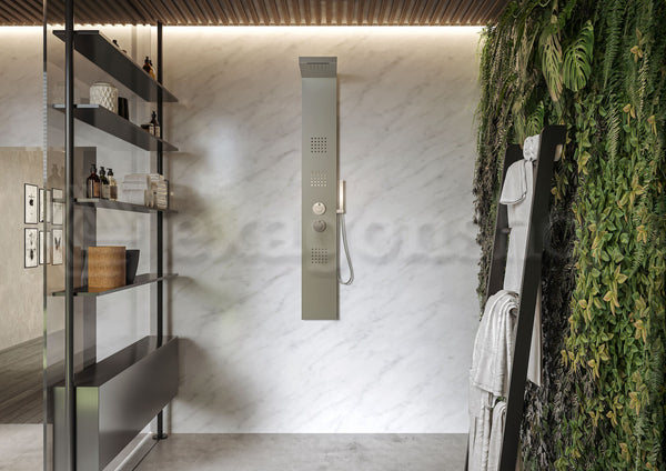 Pannello doccia idromassaggio termostatico effetto cascata in acciaio Quadro