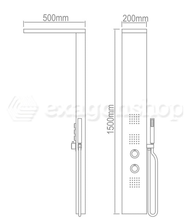 Pannello doccia idromassaggio termostatico effetto cascata in acciaio Quadro