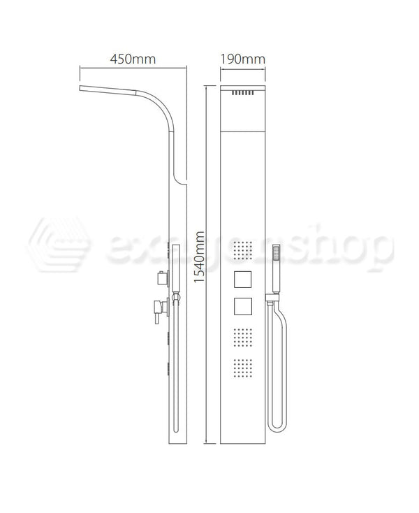 Pannello doccia idromassaggio termostatico effetto cascata in acciaio Onda
