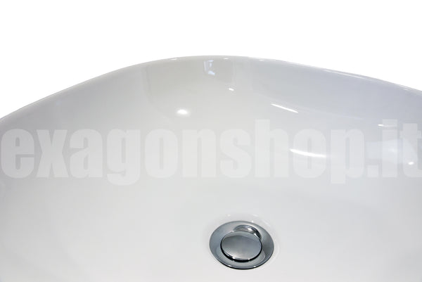Lavabo 41,5x41,5 quadrato da appoggio ciotola in ceramica Bianco Lucido