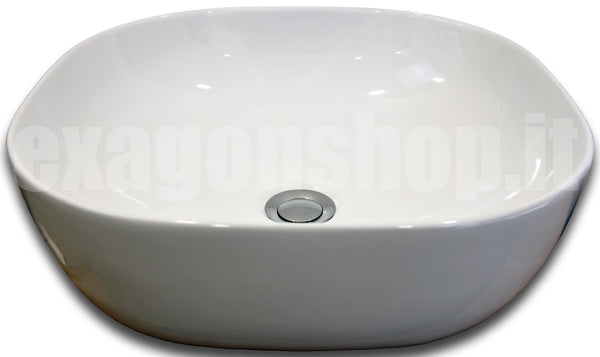 Lavabo 41,5x41,5 quadrato da appoggio ciotola in ceramica Bianco Lucido