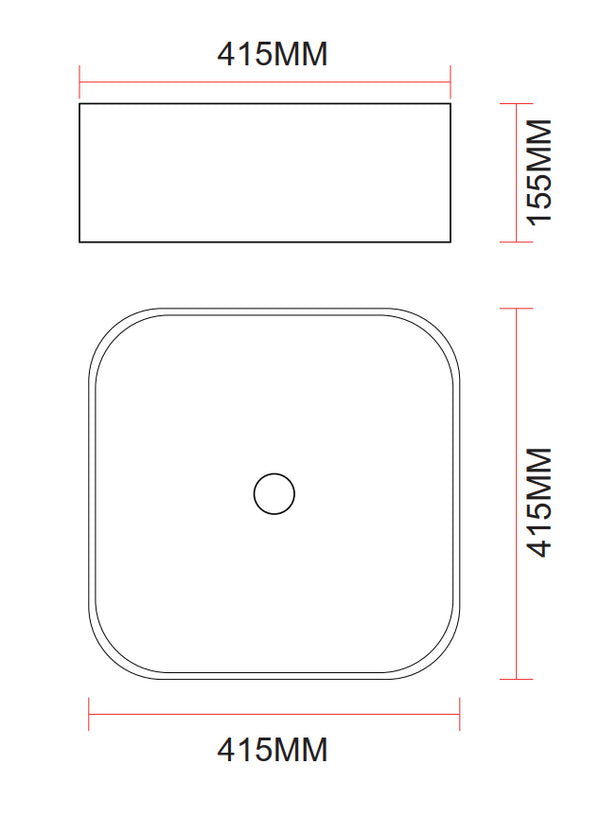 Lavabo 41,5x41,5 quadrato da appoggio ciotola in ceramica Bianco Lucido