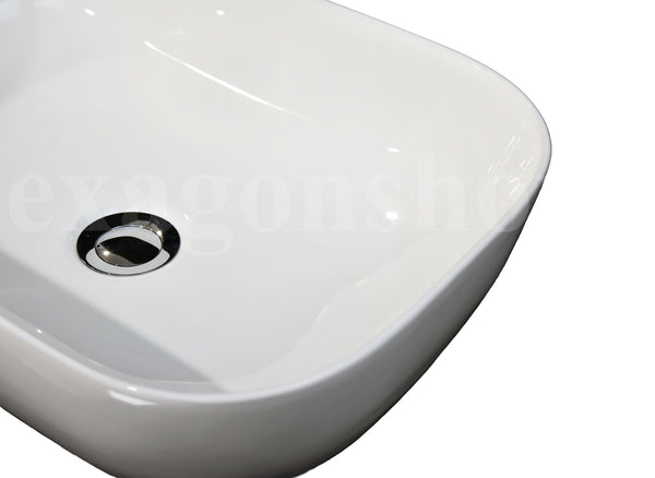 Lavabo 46x32 rettangolare da appoggio in ceramica per mobile bagno Bianco Lucido