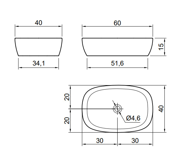 Lavabo 60x40 da appoggio in cristalmood Ceruleo con piletta scarico libero Senso SENSOC Antonio Lupi