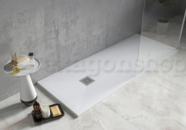Desio Piatto Doccia 80x100 effetto pietra antibatterico in Solidstone Bianco