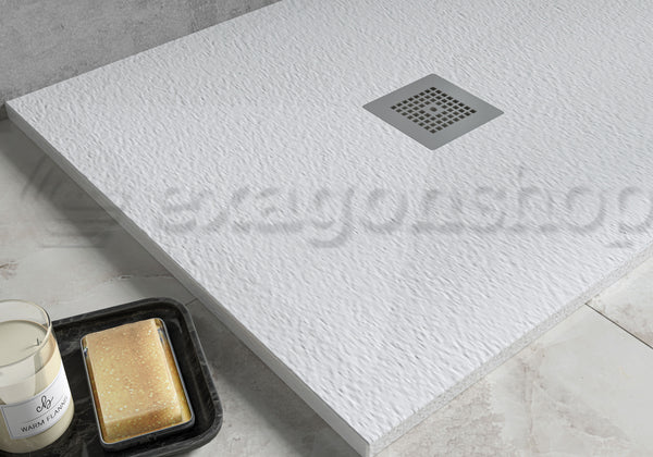 Piatto Doccia 80x140 effetto pietra in Solidstone Bianco Desio