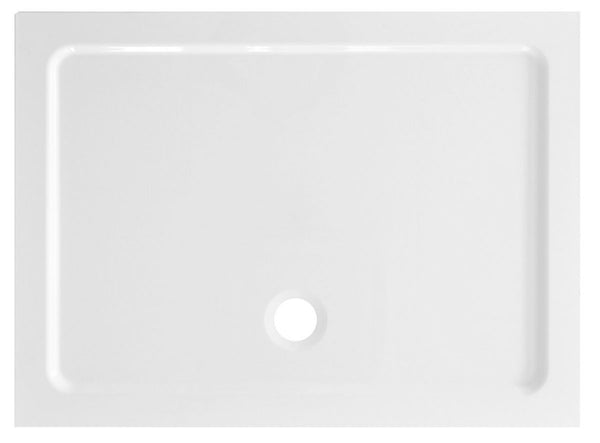 Flat Piatto Doccia 120x80 Rettangolare Bianco ambientato in box doccia con pareti in vetro - Exagonshop