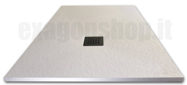Piatto Doccia 140x80 effetto Pietra bianco neve con Copripiletta in acciaio PTR70X140 Rainbox