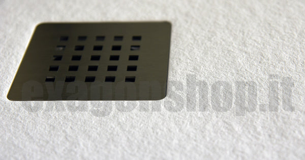 Piatto Doccia 140x80 effetto Pietra bianco neve con Copripiletta in acciaio PTR70X140 Rainbox