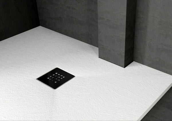 Piatto Doccia 140x80 effetto Pietra bianco neve con Copripiletta in acciaio PTR70X140 Rainbox