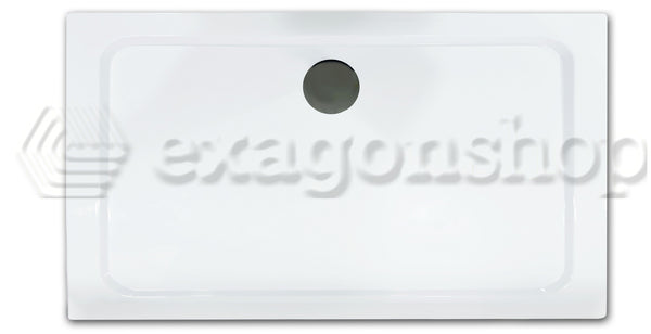 Piatto Doccia 140x70 in acrilico bianco lucido Con Piletta ambientato in box doccia con pareti in vetro - Exagonshop