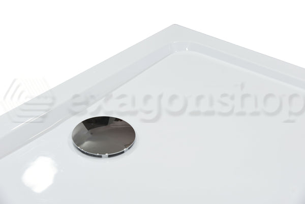 Piatto Doccia 140x70 in acrilico bianco lucido Con Piletta, vista laterale dello spessore e del bordo - Exagonshop