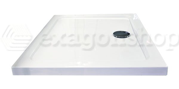 Piatto Doccia 140x70 in acrilico bianco lucido Con Piletta visto dall'alto con superficie e piletta di scarico - Exagonshop