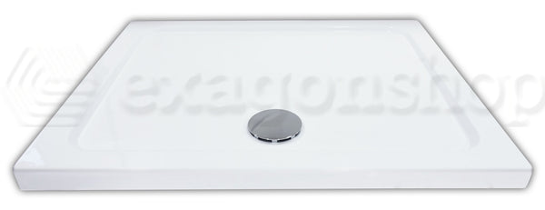 Piatto Doccia 140x70 in acrilico bianco lucido Con Piletta visto dall'alto con superficie e piletta di scarico - Exagonshop