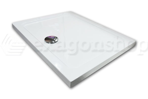 Piatto Doccia 140x70 in acrilico bianco lucido Con Piletta, dettaglio ravvicinato della texture antiscivolo - Exagonshop