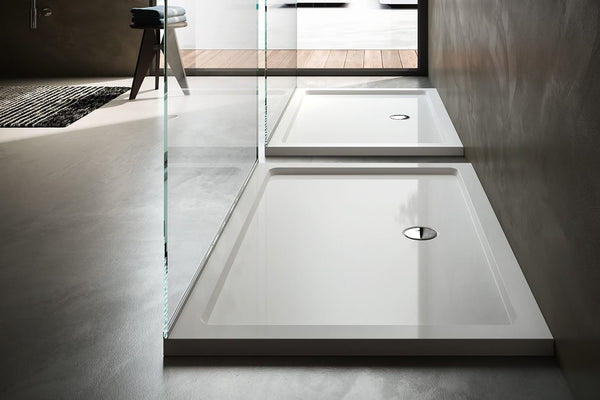 Piatto Doccia 120x80 In Acrilico Alta Resistenza Con Piano Di Rinforzo Multistrato H 4 cm piletta inclusa Bianco Treesse Opera