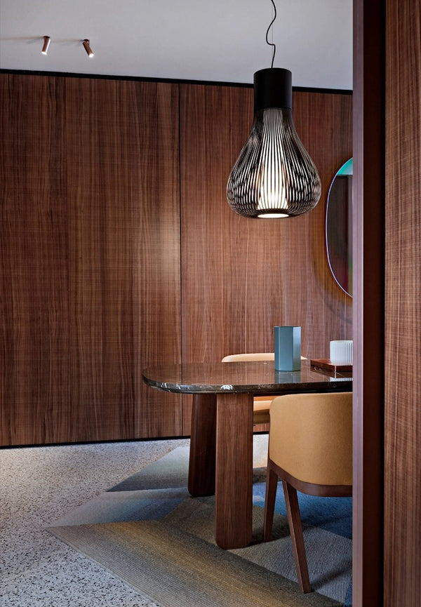 Flos Chasen Lampada a sospensione 48 cm a luce diffusa in vetro borosilicato e acciaio nero