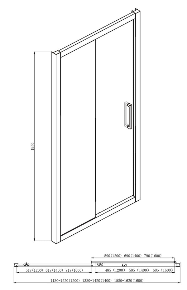 Box doccia 120 cm nicchia Marsiglia scorrevole reversibile H 195 cromo