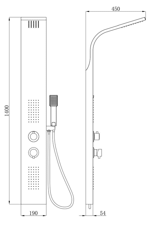 Pannello doccia idromassaggio Ibiza in acciaio tonda effetto cascata