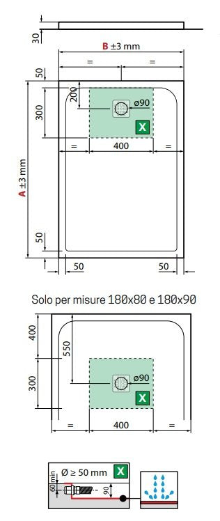 Novellini Novomatt Piatto doccia 80x80 effetto pietra in mineralsolid tortorani