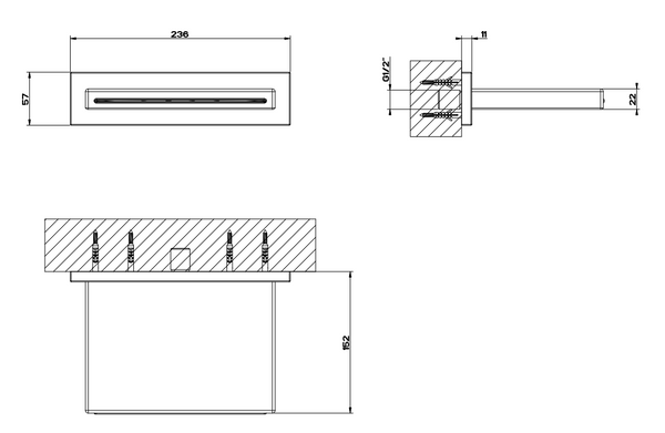 Gessi Anello 20293 Bocca doccia a parete a cascata comando non incluso steel brushed