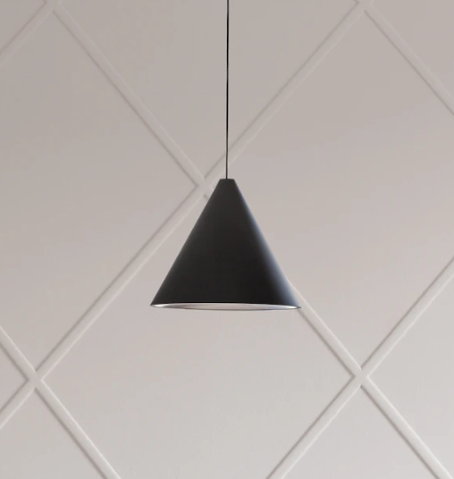 FLOS String Light Testa a Cono Lampada da sospensione/pavimento cavo 22 metri a luce diffusa in alluminio Nero