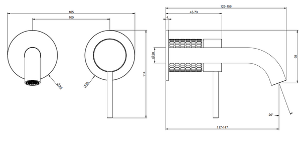 Gessi Meccanica Parte esterna miscelatore lavabo a parete parte incasso non inclusa steel brushed 58283